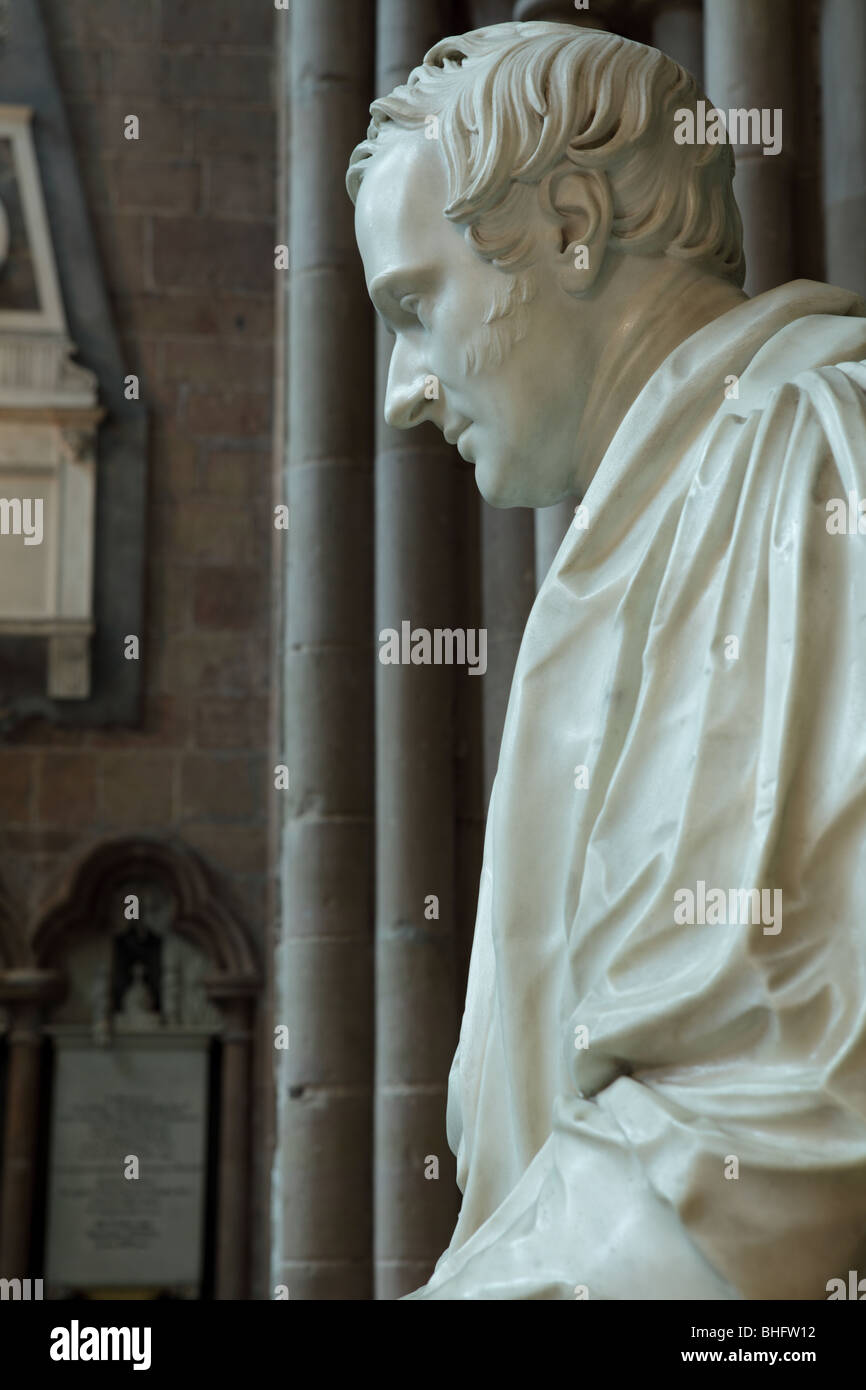 Part side aspect of Chantrey`s sculpture of Henry Dudley Ryder,situated in Lichfield Cathedral in Staffordshire,England. Stock Photo